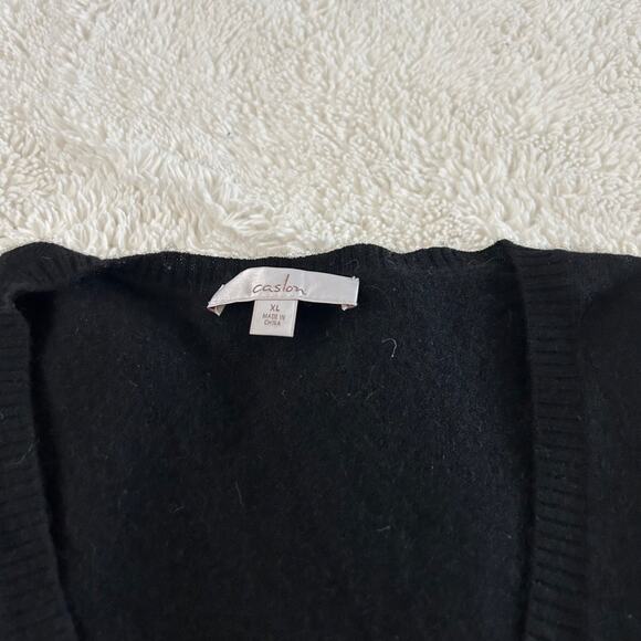 Caslon Womens Cashmere Sweater Size XL Black V Neck Long Sleeve Pullover Soft - Picture 6 of 7